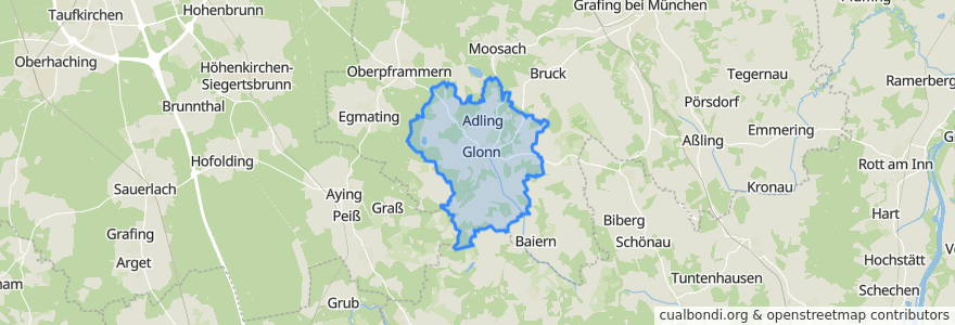 Mapa de ubicacion de Glonn.