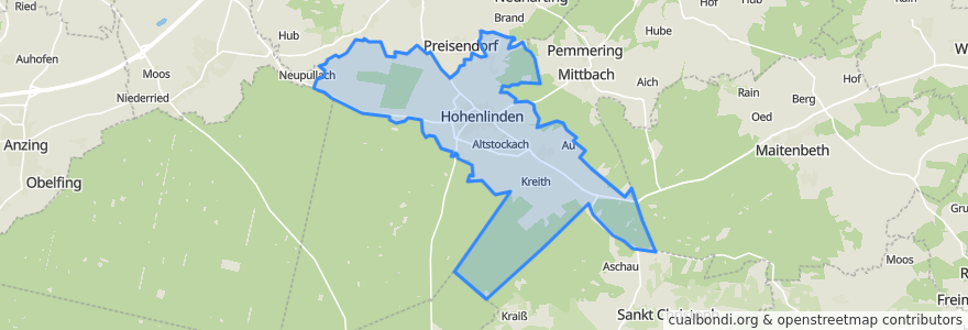 Mapa de ubicacion de Hohenlinden.