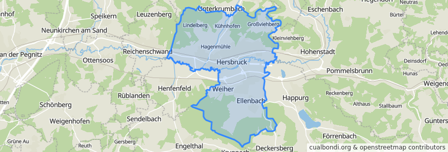 Mapa de ubicacion de Hersbruck.