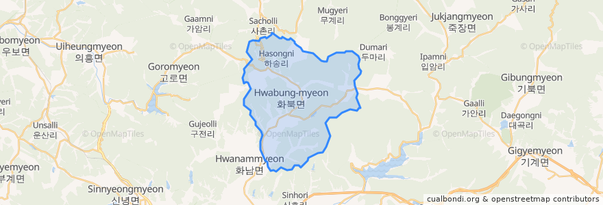 Mapa de ubicacion de 화북면.