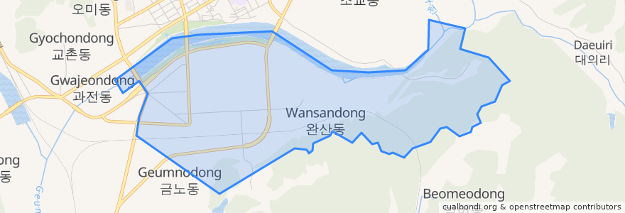 Mapa de ubicacion de 완산동.