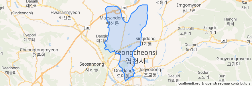 Mapa de ubicacion de 중앙동.