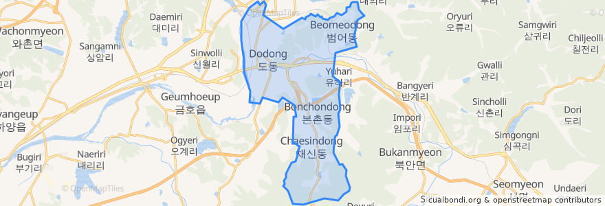 Mapa de ubicacion de 남부동.