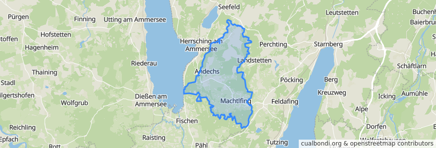 Mapa de ubicacion de Andechs.