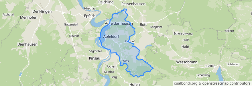 Mapa de ubicacion de Apfeldorf.