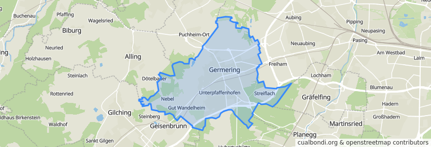 Mapa de ubicacion de Germering.