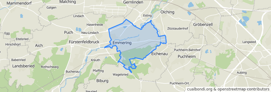 Mapa de ubicacion de Emmering.