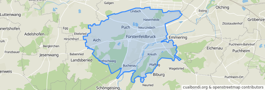 Mapa de ubicacion de Fürstenfeldbruck.