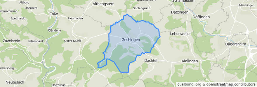 Mapa de ubicacion de Gechingen.