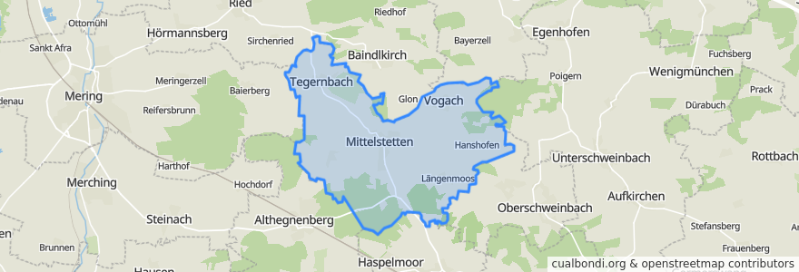 Mapa de ubicacion de Mittelstetten.