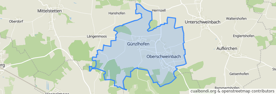 Mapa de ubicacion de Oberschweinbach.