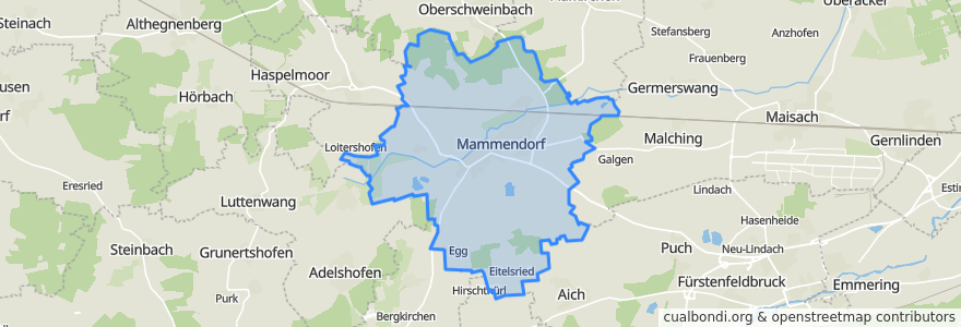 Mapa de ubicacion de Mammendorf.