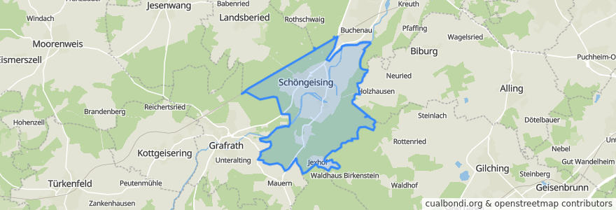 Mapa de ubicacion de Schöngeising.