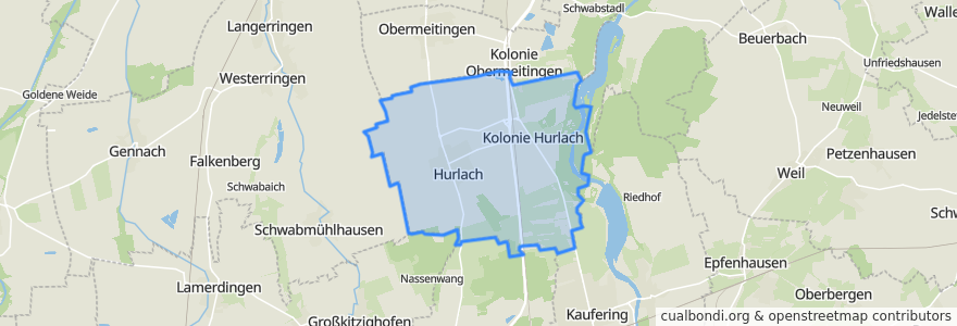 Mapa de ubicacion de Hurlach.