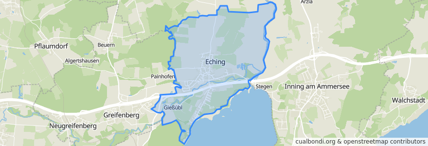 Mapa de ubicacion de Eching am Ammersee.