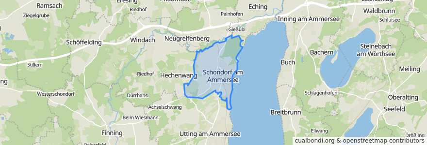 Mapa de ubicacion de Schondorf am Ammersee.