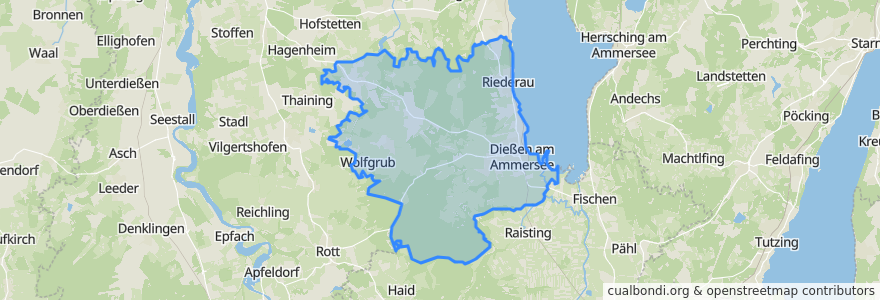 Mapa de ubicacion de Dießen am Ammersee.