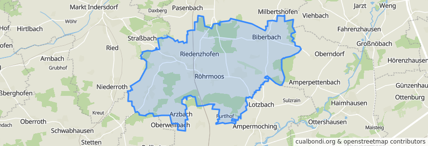 Mapa de ubicacion de Röhrmoos.