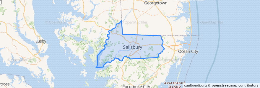 Mapa de ubicacion de Wicomico County.