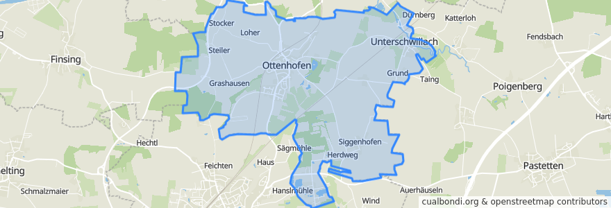 Mapa de ubicacion de Ottenhofen.