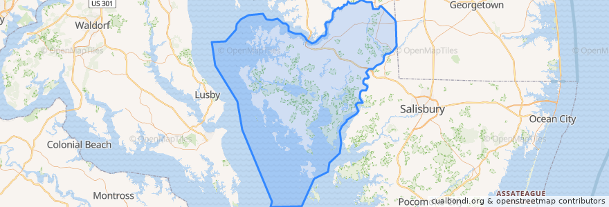 Mapa de ubicacion de Dorchester County.