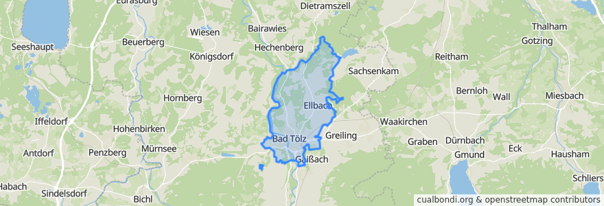 Mapa de ubicacion de Bad Tölz.