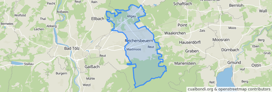 Mapa de ubicacion de Reichersbeuern.