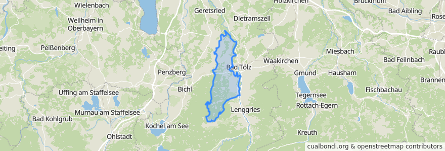 Mapa de ubicacion de Wackersberg.