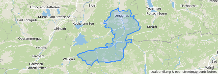 Mapa de ubicacion de Lenggries.