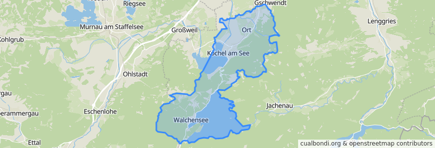 Mapa de ubicacion de Kochel am See.