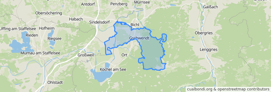 Mapa de ubicacion de Benediktbeuern.