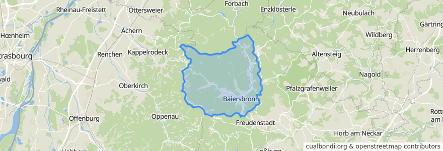 Mapa de ubicacion de Baiersbronn.