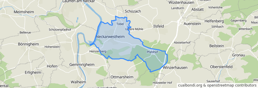 Mapa de ubicacion de Neckarwestheim.