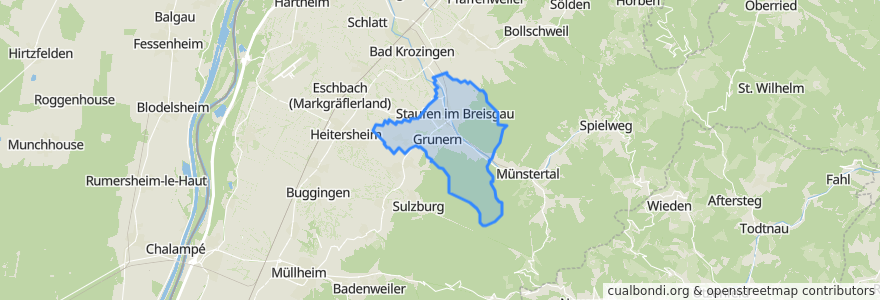 Mapa de ubicacion de Staufen im Breisgau.