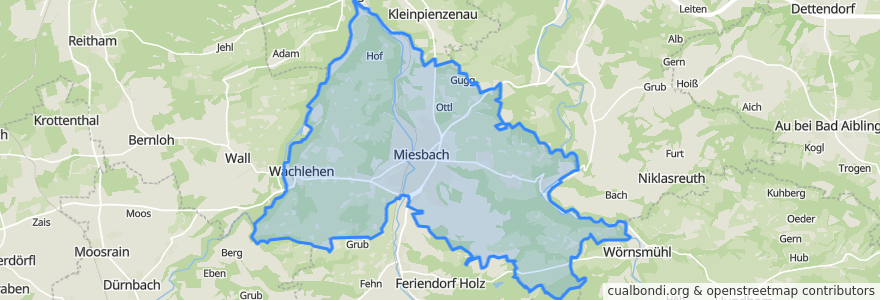 Mapa de ubicacion de Miesbach.