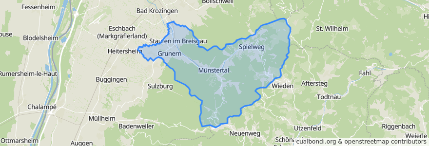 Mapa de ubicacion de GVV Staufen-Münstertal.