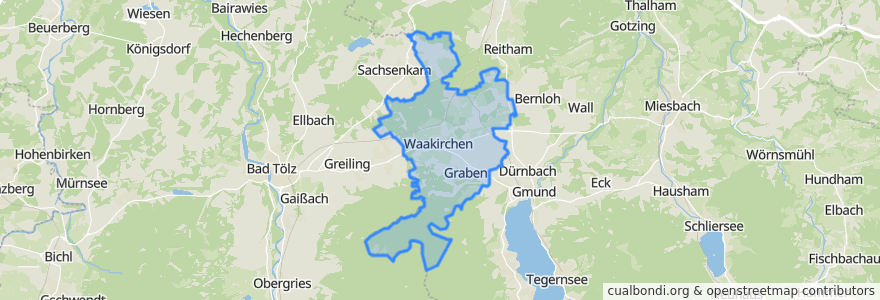 Mapa de ubicacion de Waakirchen.