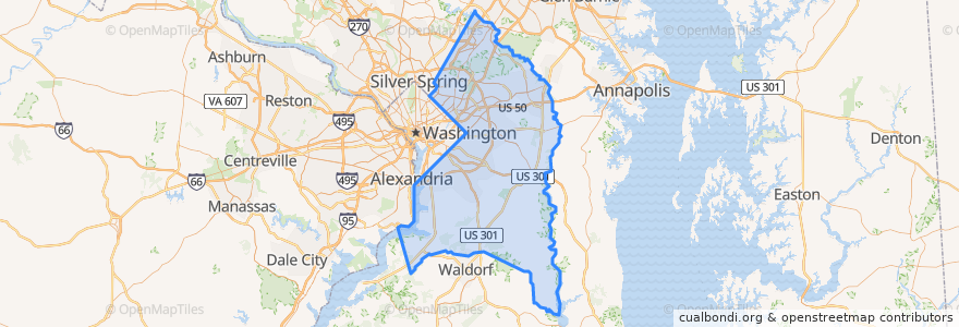 Mapa de ubicacion de Prince George's County.