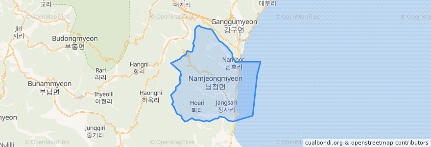 Mapa de ubicacion de 남정면.