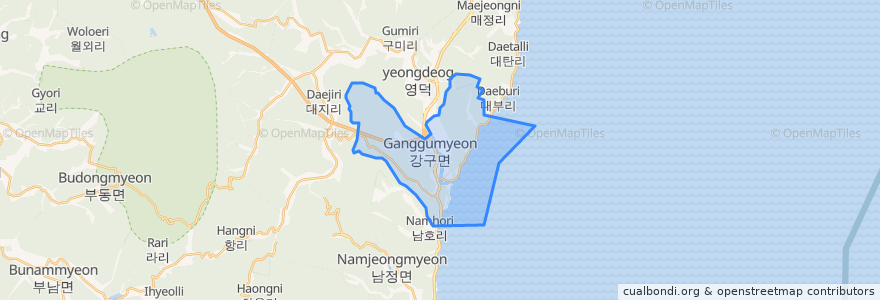 Mapa de ubicacion de 강구면.