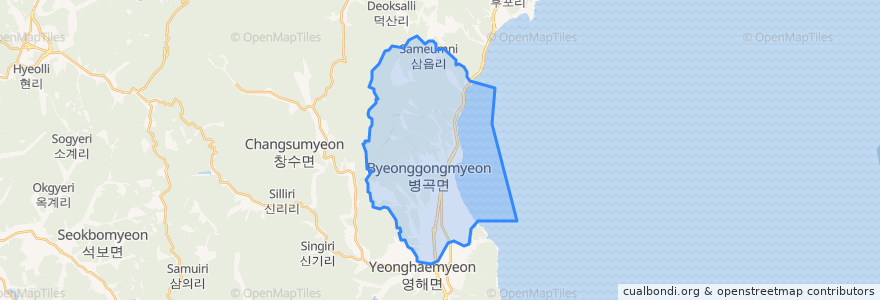 Mapa de ubicacion de 병곡면.