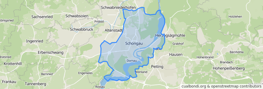 Mapa de ubicacion de Schongau.