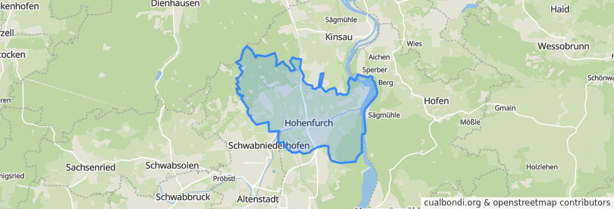 Mapa de ubicacion de Hohenfurch.