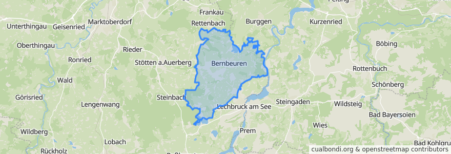 Mapa de ubicacion de Bernbeuren.