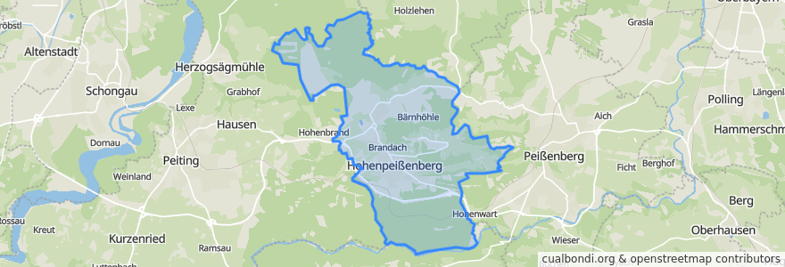 Mapa de ubicacion de Hohenpeißenberg.