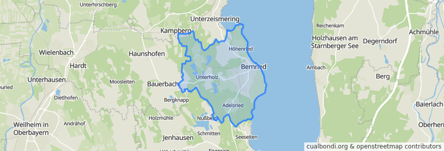 Mapa de ubicacion de Bernried am Starnberger See.