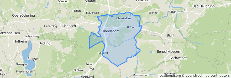 Mapa de ubicacion de Sindelsdorf.