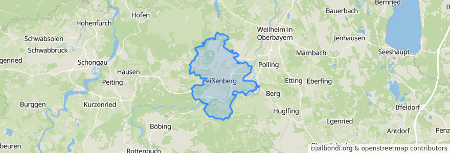 Mapa de ubicacion de Peißenberg.