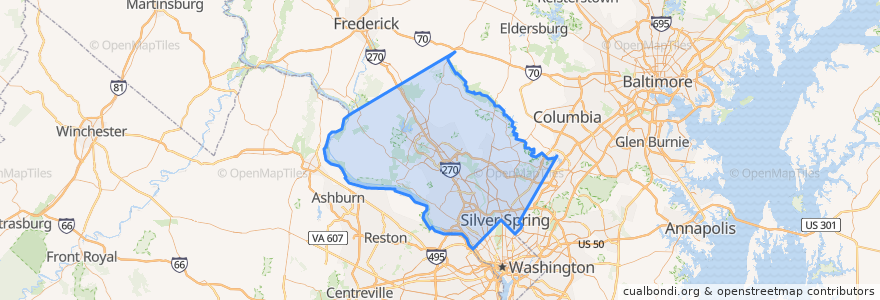 Mapa de ubicacion de Montgomery County.