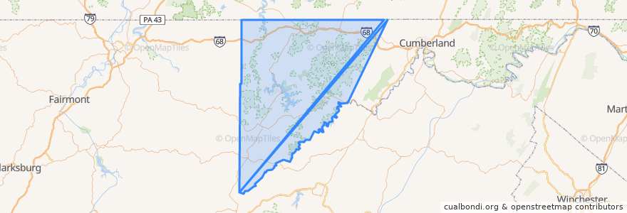 Mapa de ubicacion de Garrett County.